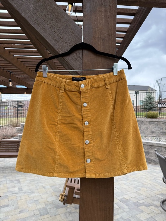 Celebrity Pink Dresses & Skirts - Celebrity Pink Mustard Corduroy Button-Front Skirt